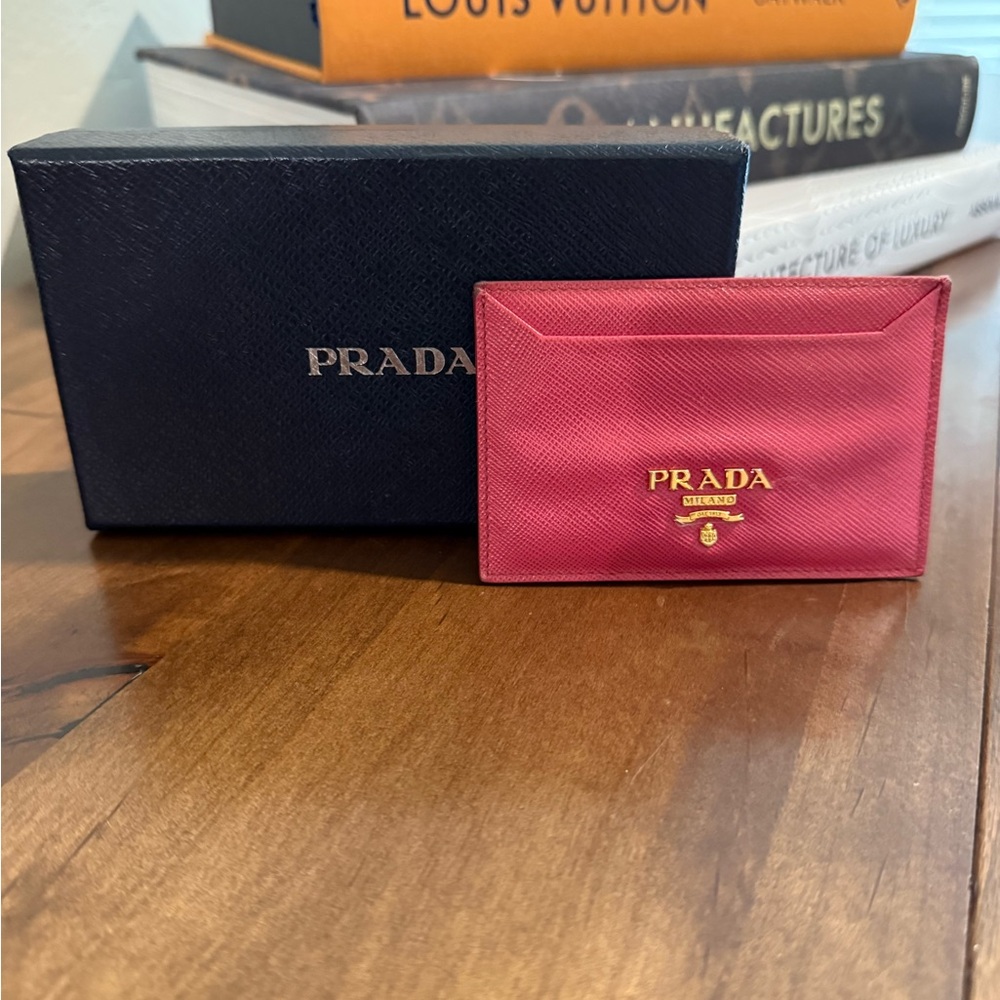 Prada Pink Leather Card Holder Sleek Design